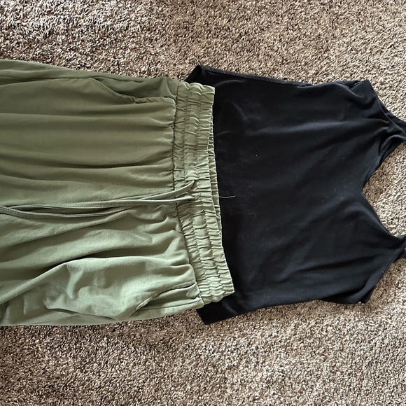Tank leotard, black  size small &  sage green size small joggers - Picture 2 of 3